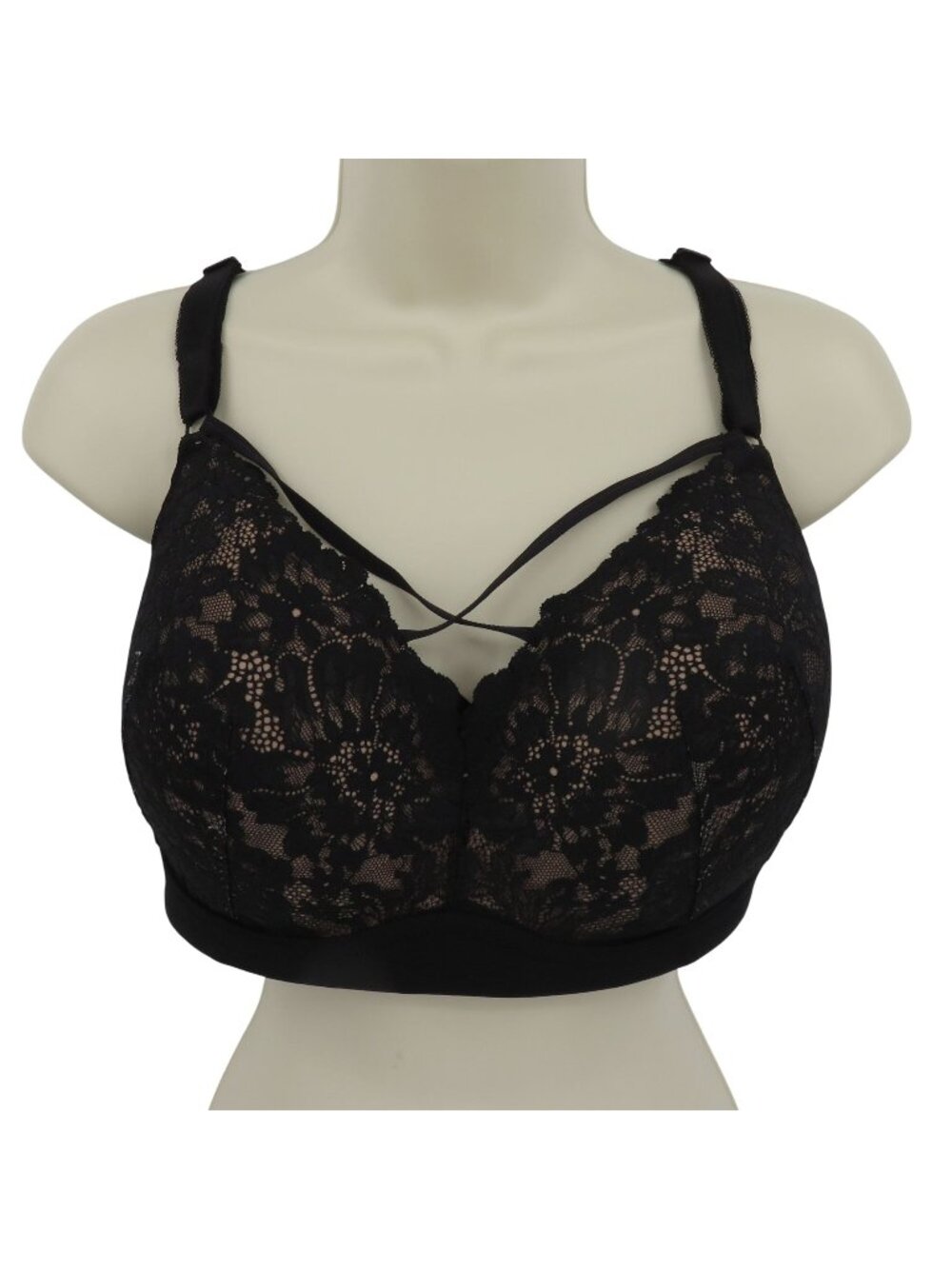 Torrid 46b Dream Wire Free Boost Bra Black Floral Flower Lace Wireless Padded